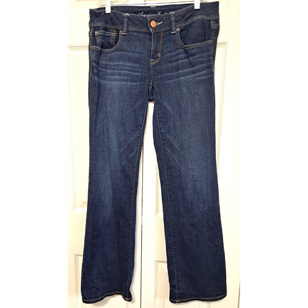 American Eagle Women's 10 Stretch Dark Wash Slim Boot Jeans 32" Inseam